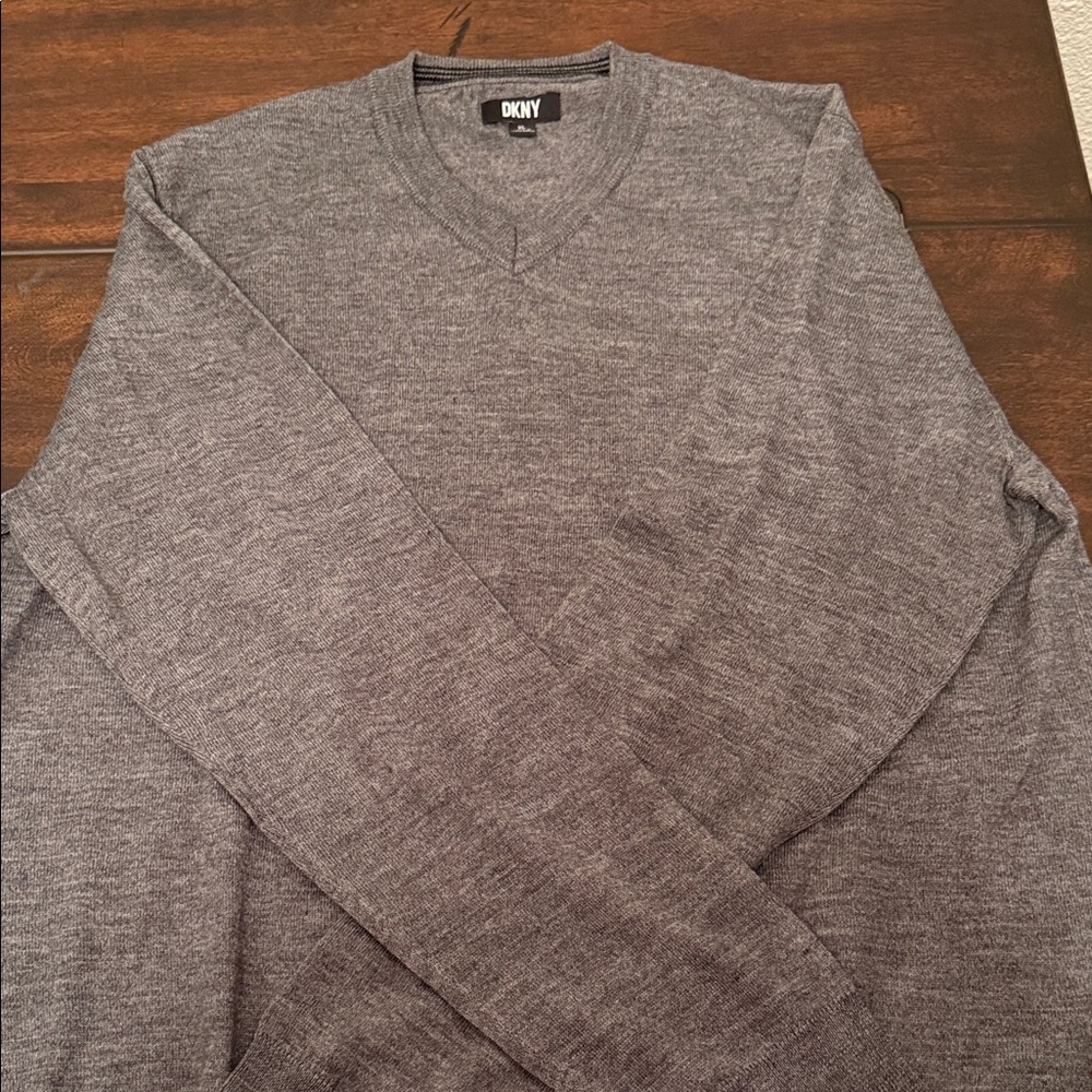 DKNY Men's Charcoal V-Neck Sweater